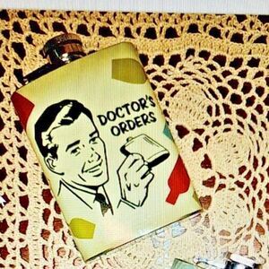 Wembley Stainless Steel 4 oz. Flask 'Doctor's Orders' Cheeky Humor Screw-On Lid